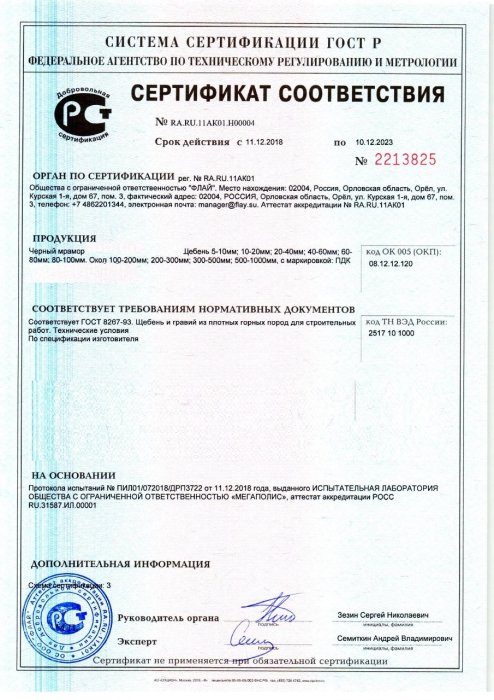 Сертификат на черный мрамор в Волжском 