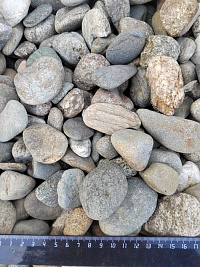 Kamenclub.ru: Галька речная окат (пестрая) фр. 20-40 мм. купить  в Волжском галька речная пестрая, серая, серые оттенки галька речная окатанная округлая 5000 руб/т   фото КАМЕНЬ КЛУБ