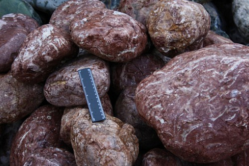 Kamenclub.ru: Розовый валунчик фр.100-300 мм.  купить в Волжском крупный природный камень розовый, серый молочный красный речной галечник природный 7850 руб/т   фото КАМЕНЬ КЛУБ