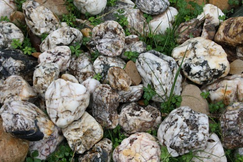 Kamenclub.ru: Кварцевый валунчик фр.100-300 мм.  купить в Волжском кварц белый, бежевый молочный рыжий крупный природный камень галечник 7850 руб/т   фото КАМЕНЬ КЛУБ